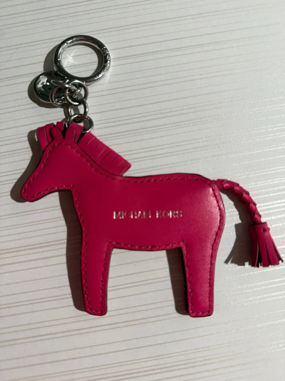 Michael Kors Hot Pink and White Zebra Horse Key Charm - Picture 4 of 8